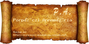 Porpáczi Annamária névjegykártya